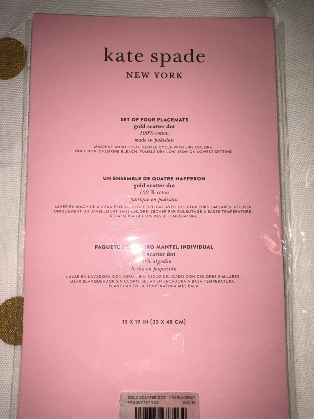 Kate Spade Gold Scatter Dot Placemats Set